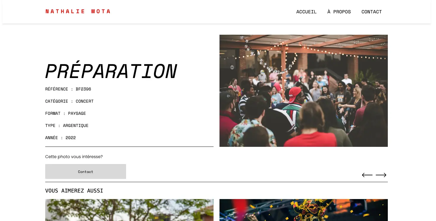 Détaille d'une photo Exemple d'une page détaillée d'une photo